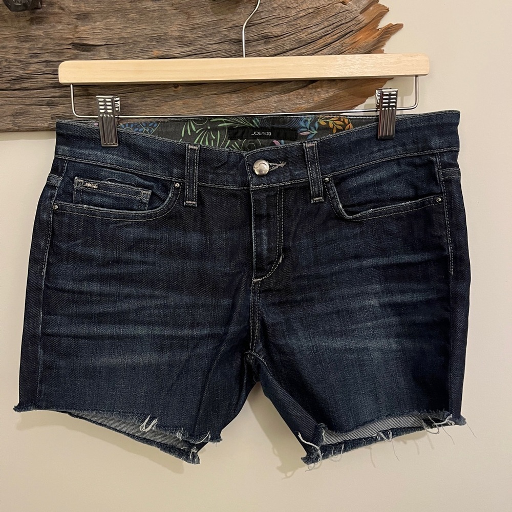 Joe's jeans dark wash vintage jean shorts with minor distressing
